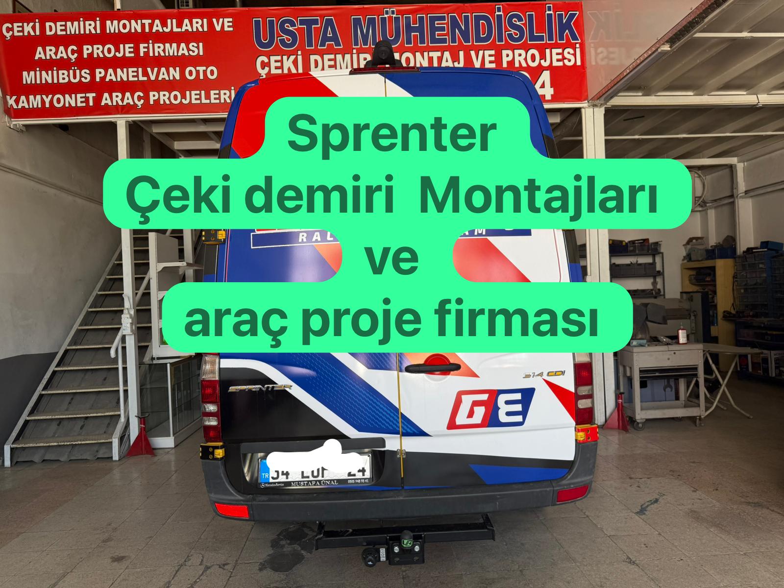 Mercedes Sprenter Çeki demiri takma montajı ve araç proje firması usta mühendislik ankara ostimde 05323118894